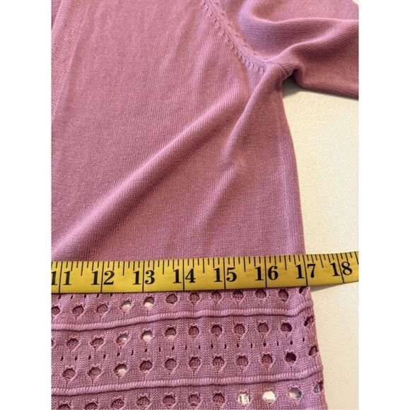 NEW Cyrus Dusty Pink Pointelle Knit Open Front Soft Girl, Career Sweater Size M - Picture 7 of 9